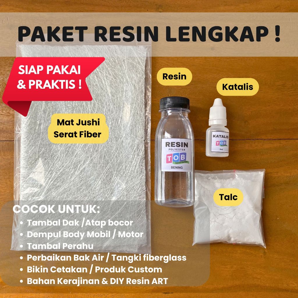 PAKET RESIN 100 PAKET RESIN FIBERGLASS Reparasi Tambal Kebocoran Dempul Body Motor Mobil Menambal Ge