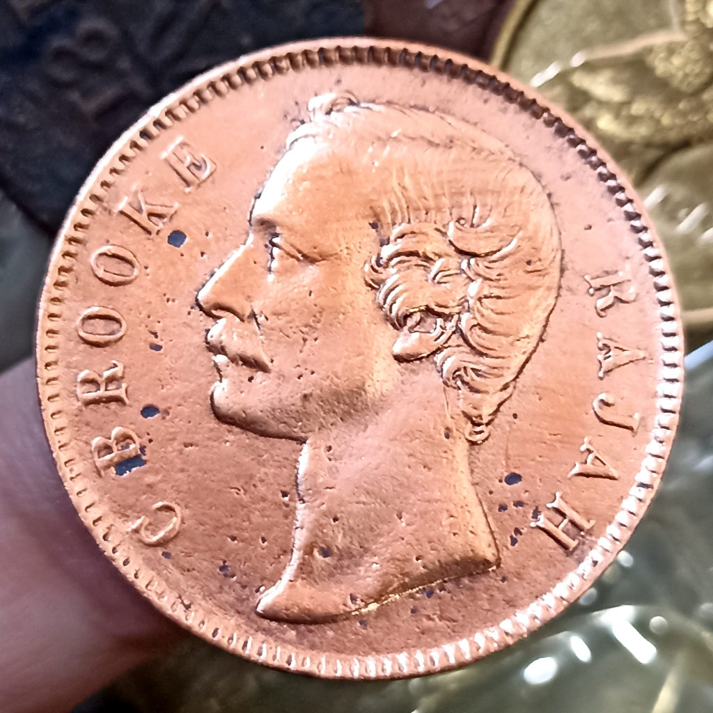 Koin Kuno Sarawak (British Malaysia) 1 Cent - Charles C. Brooke Rajah Tahun 1887