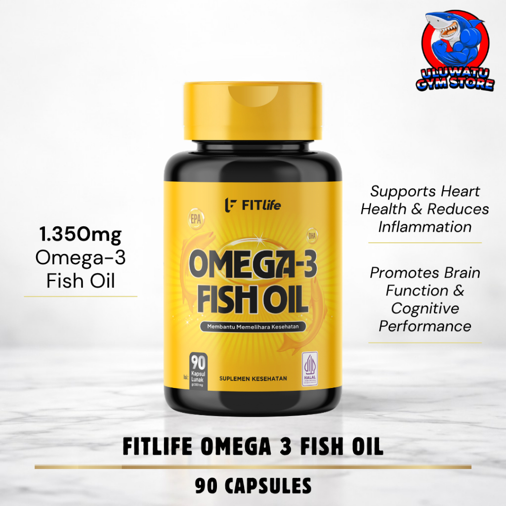 FITLIFE Omega 3 Fish Oil 1530mg 90 Softgels Halal Fish Oil Untuk Jantung Otak dan Sendi