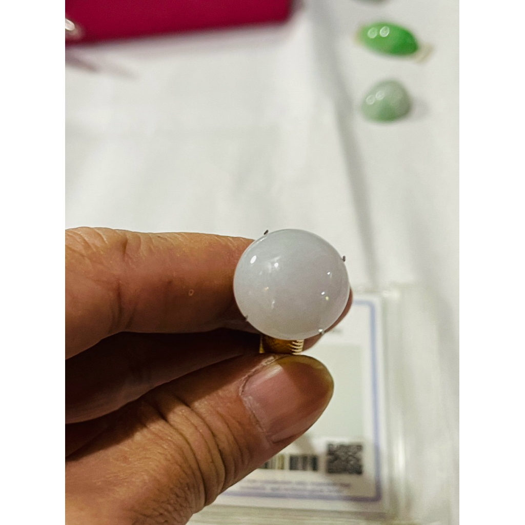 Loosestone batu cincin giok bias Lavender Burma tipe A (Sertifikat)