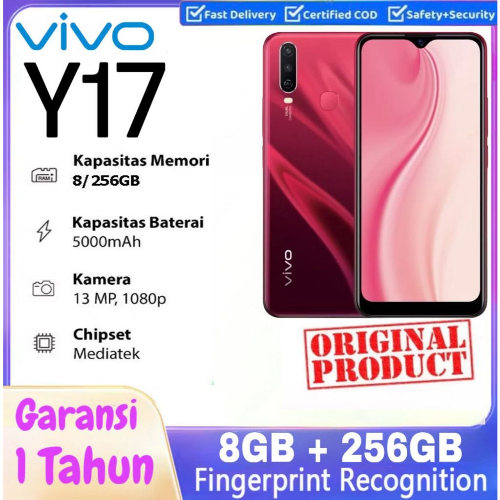 HP VIVO Y17 Ram 8/256GB Smartphone 4G LET 6.35 inches Dual SIM 20MP+13MP Handphone Indonesia
