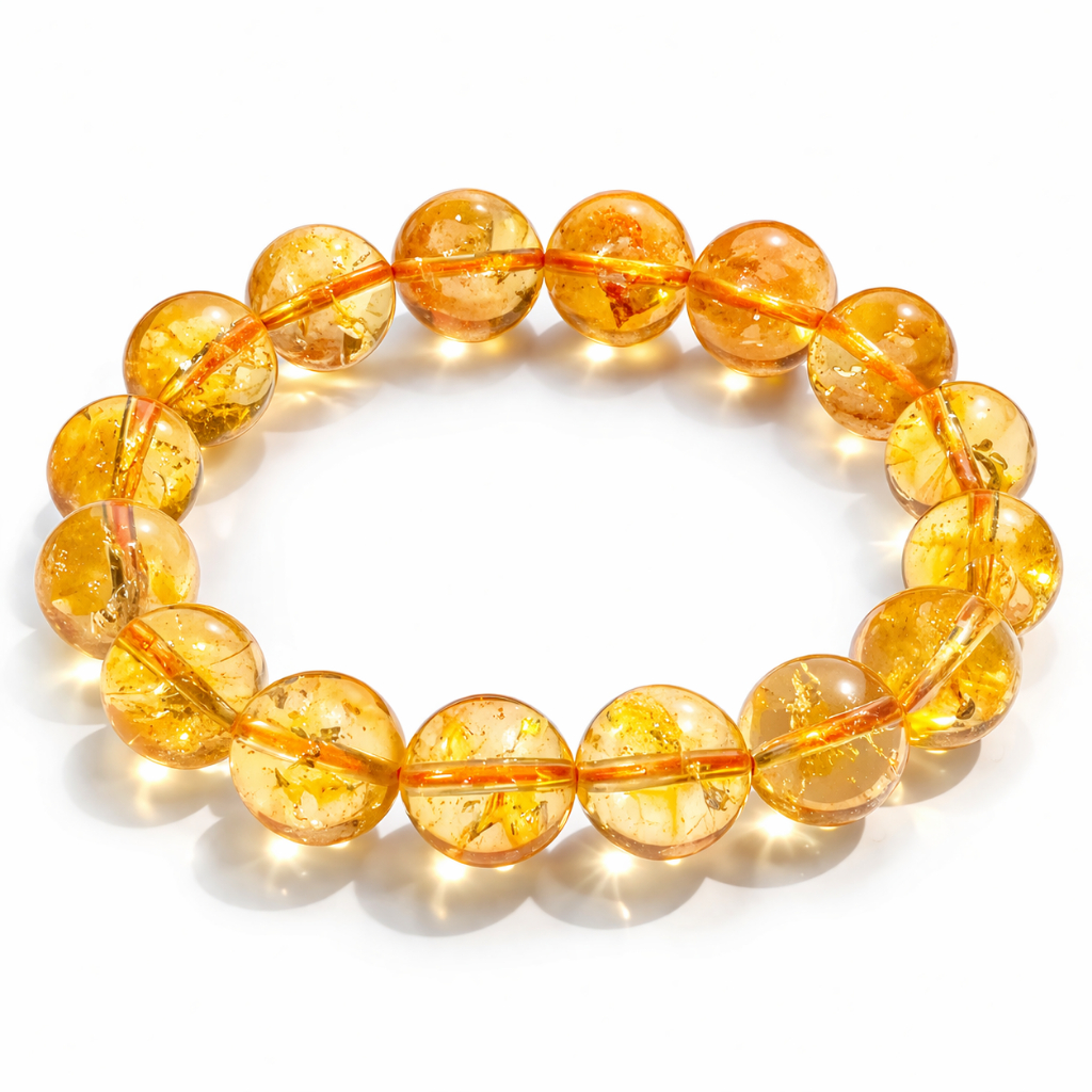 Gelang Batu Citrine 10mm Batu Alam Asli Kalimantan Gelang Wanita Natural Gemstone Bracelet Yellow Qu