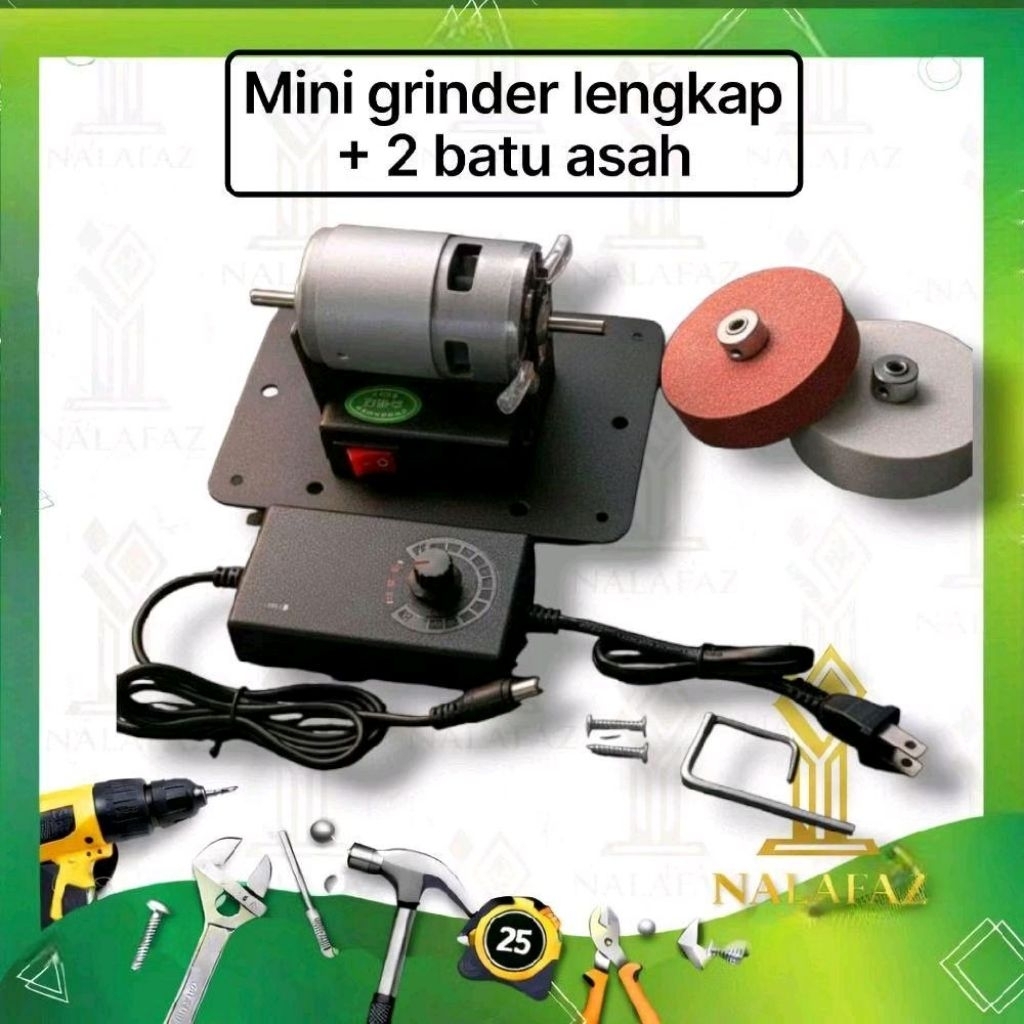 Mesin Gerinda Mini Variable Speed + 2 Batu Asah | Motor Gerinda Duduk Mini Serbaguna