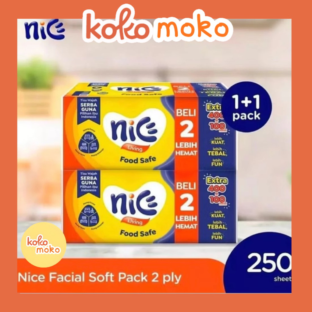 Nice tissue facial 200 sheet 2 ply (Harga dapat 2pcs x 200 sheet) / Tisu Nice