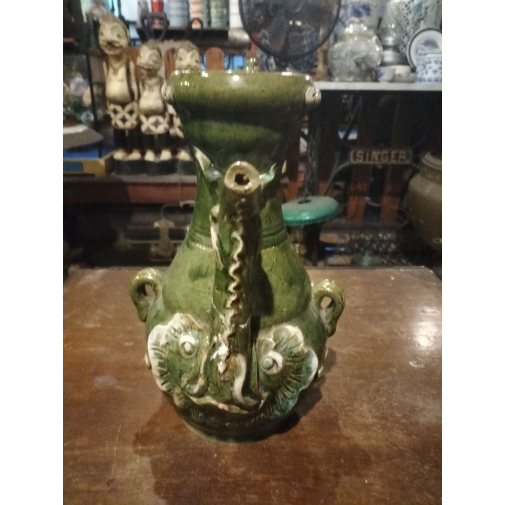 TEKO Guci Keramik Naga Hijau