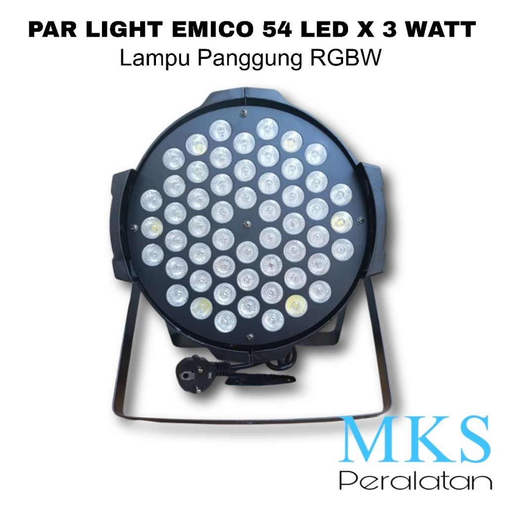 Par Light Tebal Lampu Panggung Emico 54 Mata LED x 3 Watt Full Color RGBW