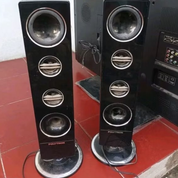 SPEAKER SALON TOWER PASIF POLYTRON 24" DAN 32" SUPER BASS - PENGERAS SUARA TELEVISI 24IN-32IN SEPASA