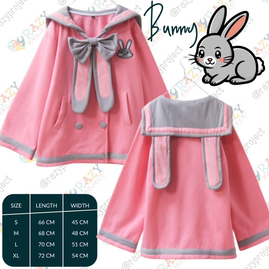 Jaket Kelinci Bunny Pink Jacket Outfit Event Cosplay Jepang Lucu Unik