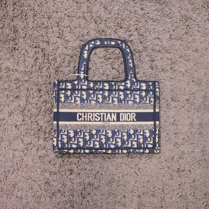 TAS TOTE BAG MINI BOOK TOTE OBLIQUE EMBROIDERY BLUE