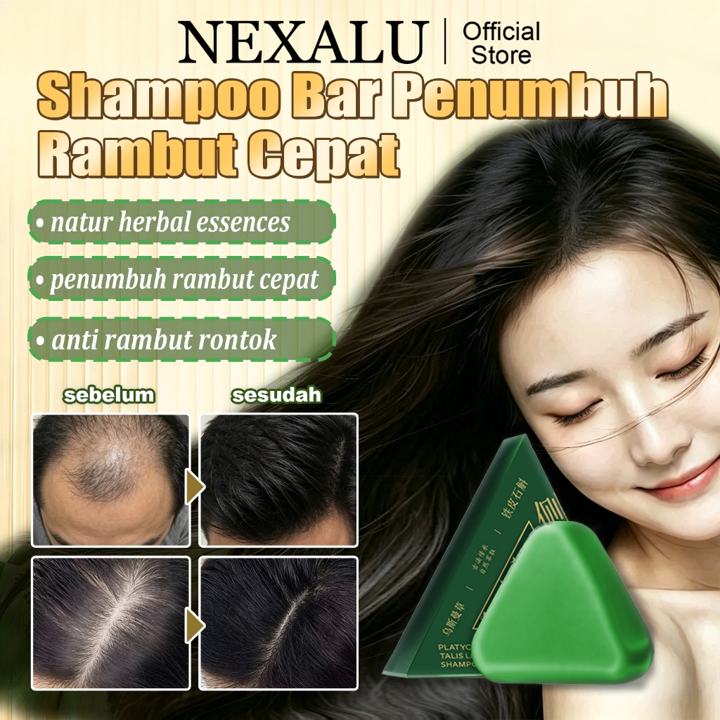 NEXALU Shampoo Bar Penumbuh Rambut Cepat Sabun Rambut Sampo Pemanjangan Rambut Cepat Penumbuh Rambut