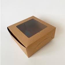 LAMINASI Box Kraft Window 18 x 18 x 7 Kotak Nasi Roti Hampers Dus Cake Kue Snack 18x18x7