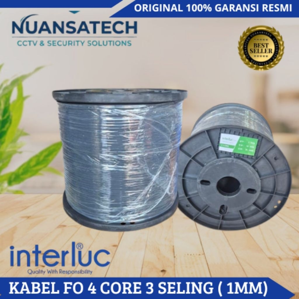 Interluc kabel Fiber optic 4 core 3 seling/kabel fo 4 core 3 seling 1000m originalInterluc kabel Fib
