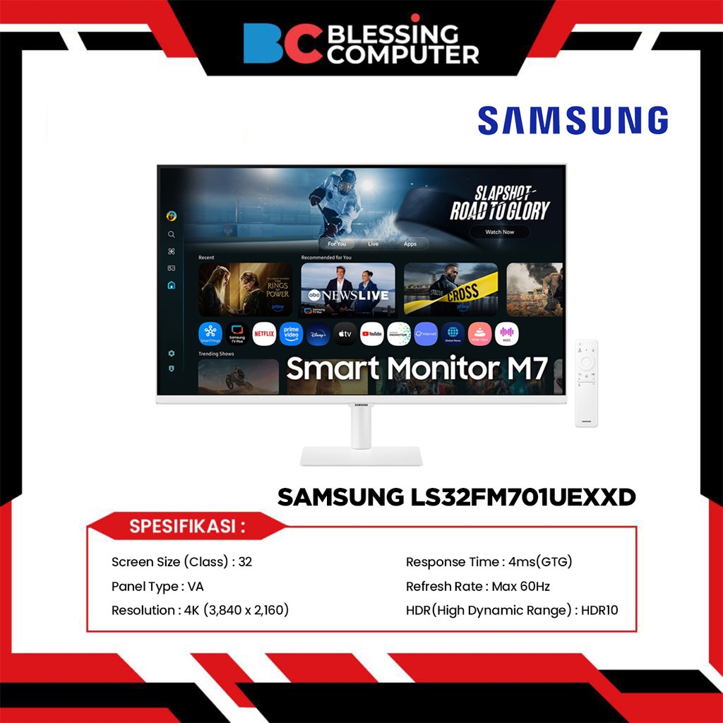 MONITOR SAMSUNG LS32FM701UEXXD 32 M7 M70F 4K 60Hz 4ms SMART Monitor