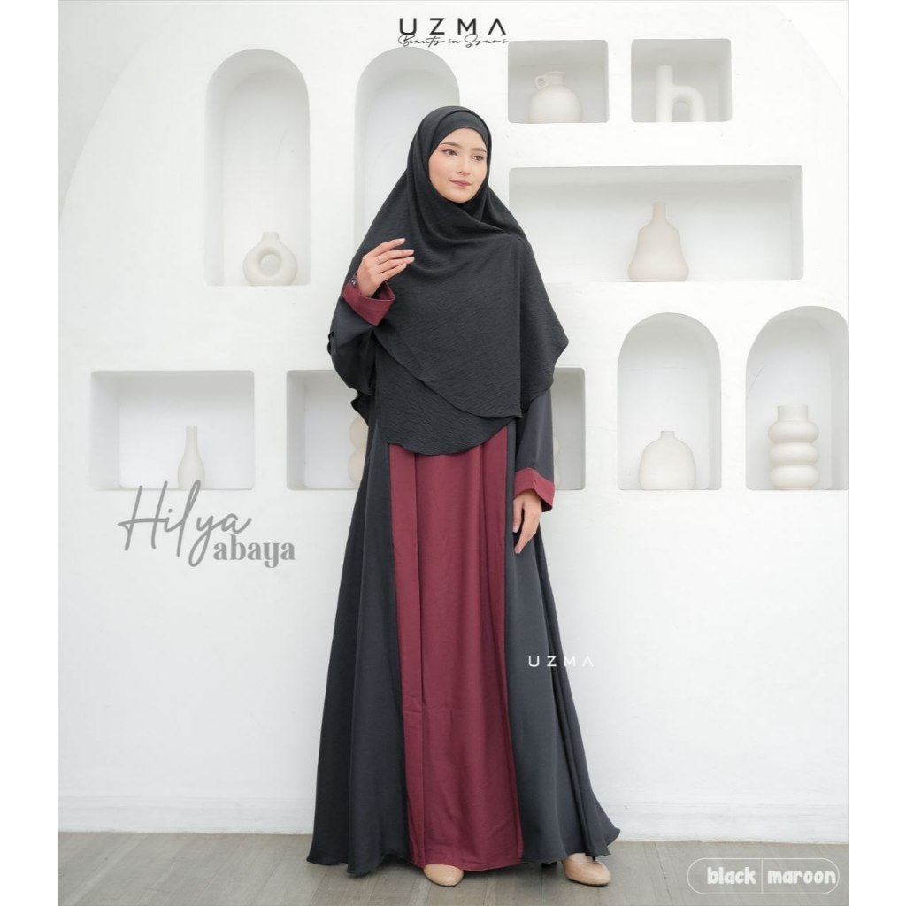 baru gamis Hilya Abaya Dress ori murah kekinian lebaran kondangan remaja Nika Set Rompi motif polos