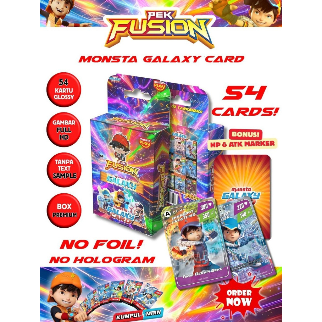 Kartu BoBoiBoy Pek Fusion isi 54 card