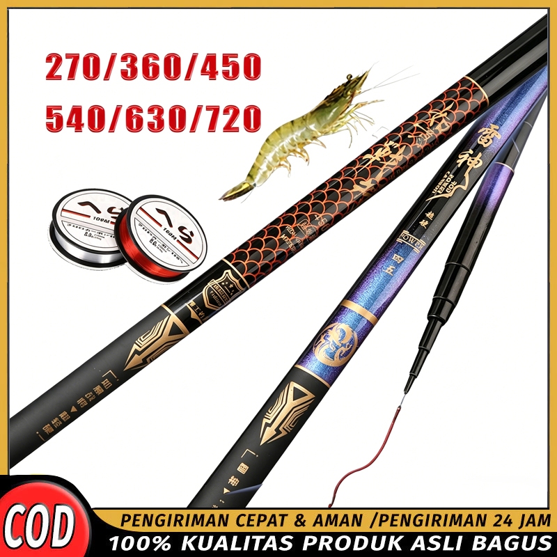 Tegek Batik Joran Pancing Set 270-720 Portabel Teleskopik Joran Pancing Joran Tegek Tongkat Untuk