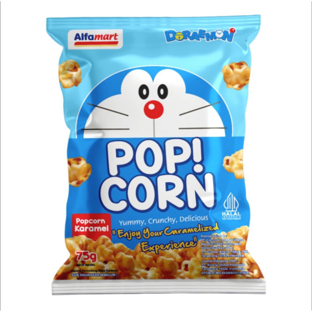 Popcorn Karamel Doraemon Alfamart 75g Snack Manis Crunchy Halal