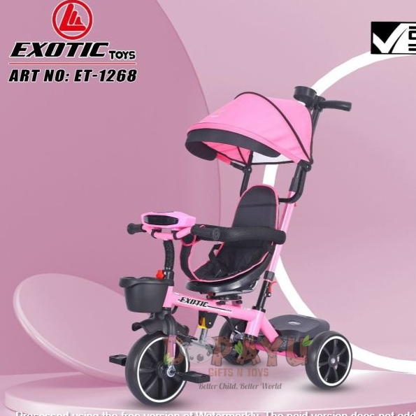 SEPEDA BAYI ANAK RODA TIGA TRICYCLE ET1268 EXOTIC Sepeda Stroller KANOPI ET-1268 musik lampu