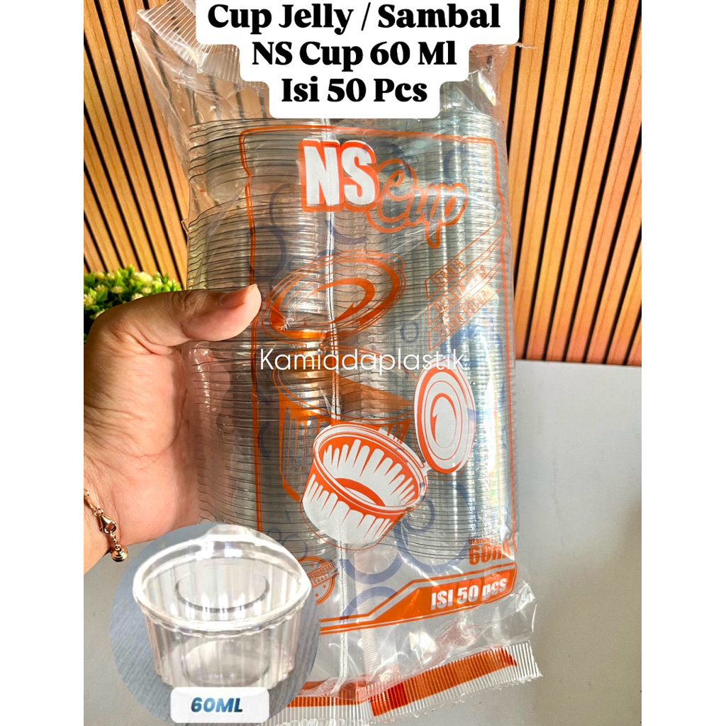 (Isi 50) Cup Pudding Sambal Agar Jelly Tutup Sambung 60 Ml 100 Ml NS Cup / NS Cup pudding sambal