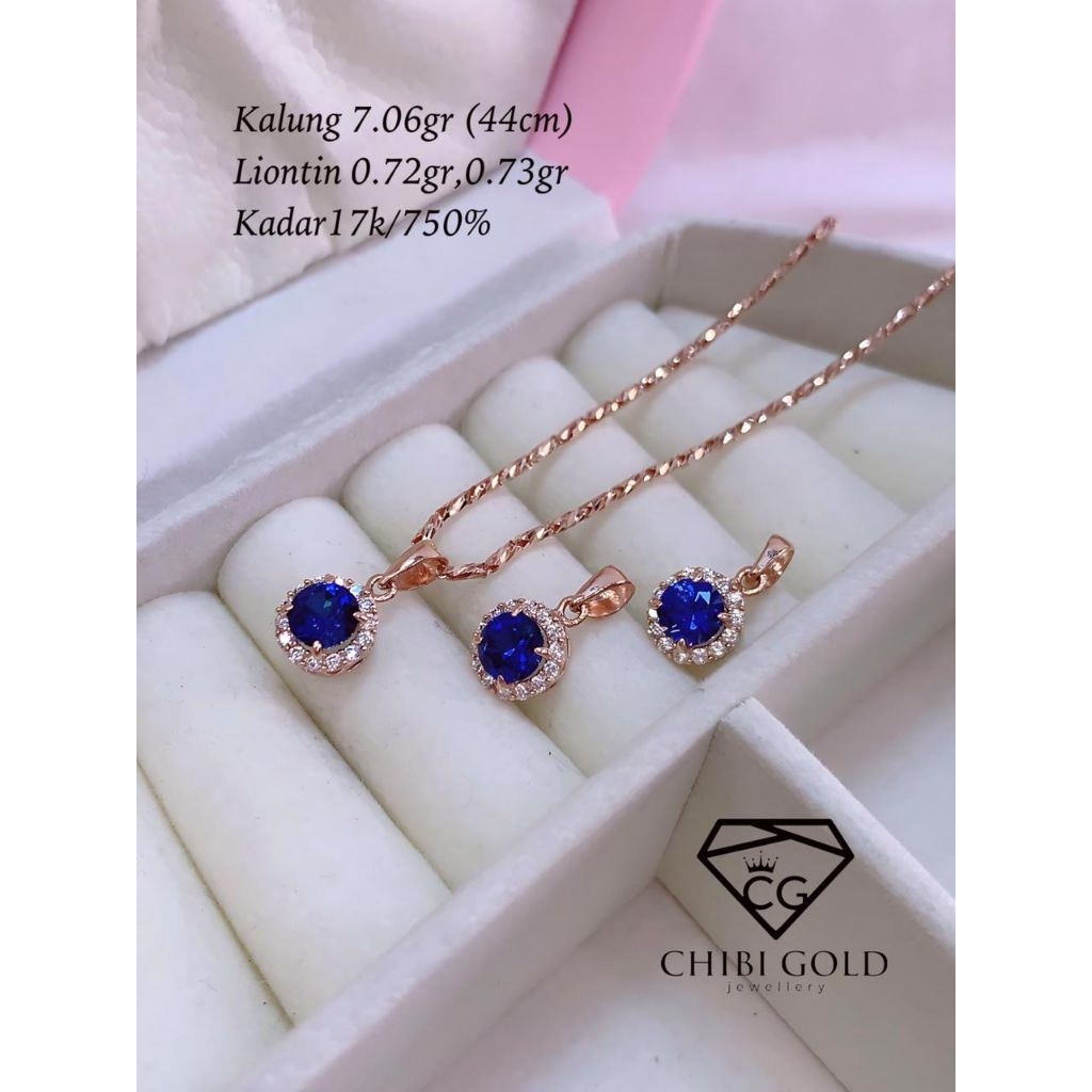 CHIBI GOLD - liontin mata biru emas 750 kadar 17K - chibi gold jawellery