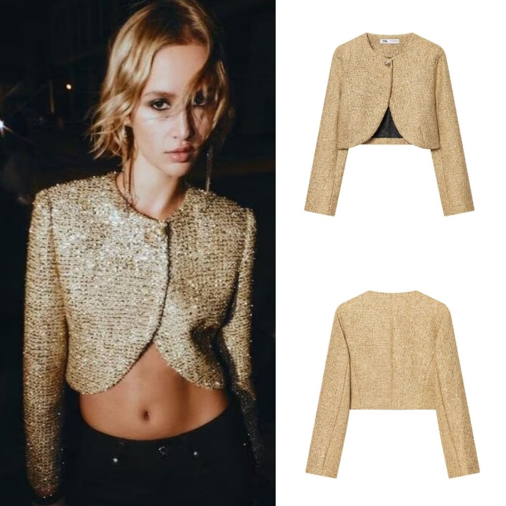 Gold Sequin Crop Blazer  80085