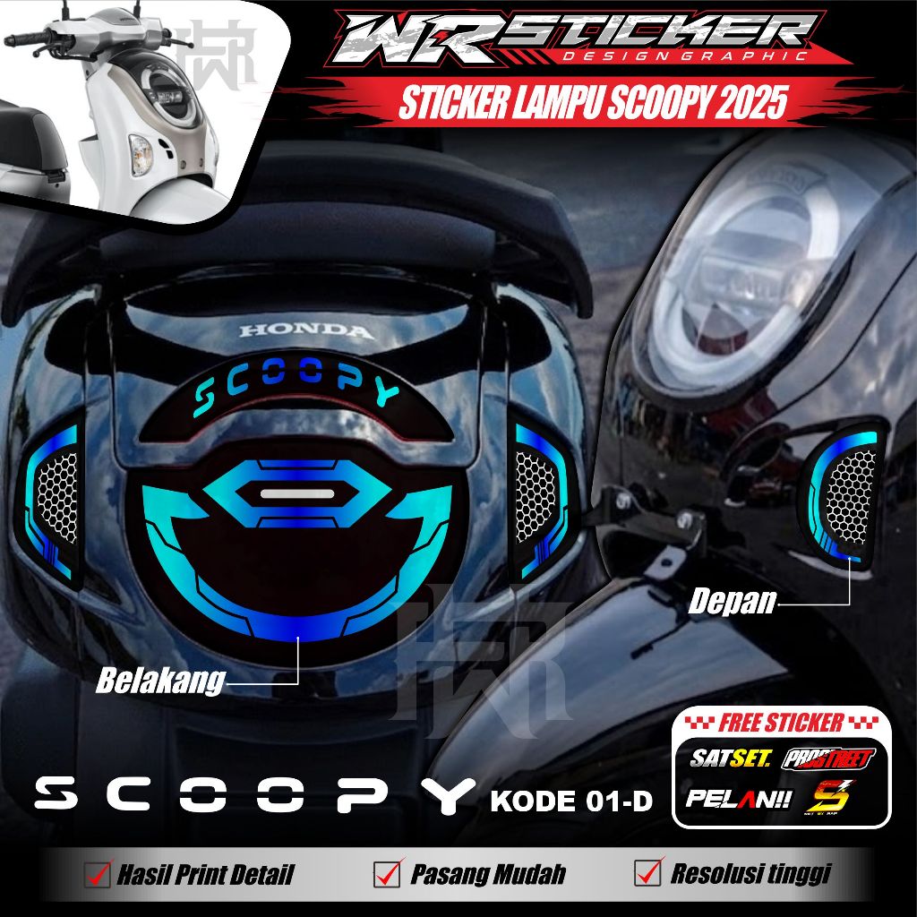 Stiker Lampu SCOOPY 2025 Baru Transparan UV Sticker Variasi Lampu Belakang dan Sein Scoopy New WR