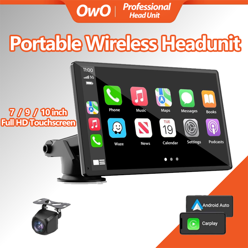 7/9/10 Inch Wireless Head Unit Portable Car Radio with Apple CarPlay & Android Auto, Kamera mundur/M