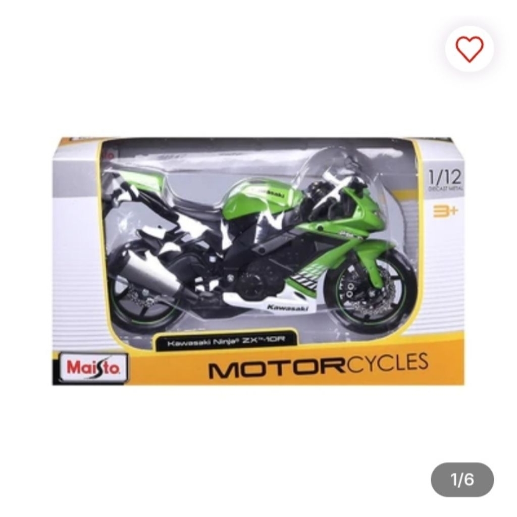 Top Gear Maisto Diecast Kawasaki Ninja Zx 10r 1:12 - Hijau