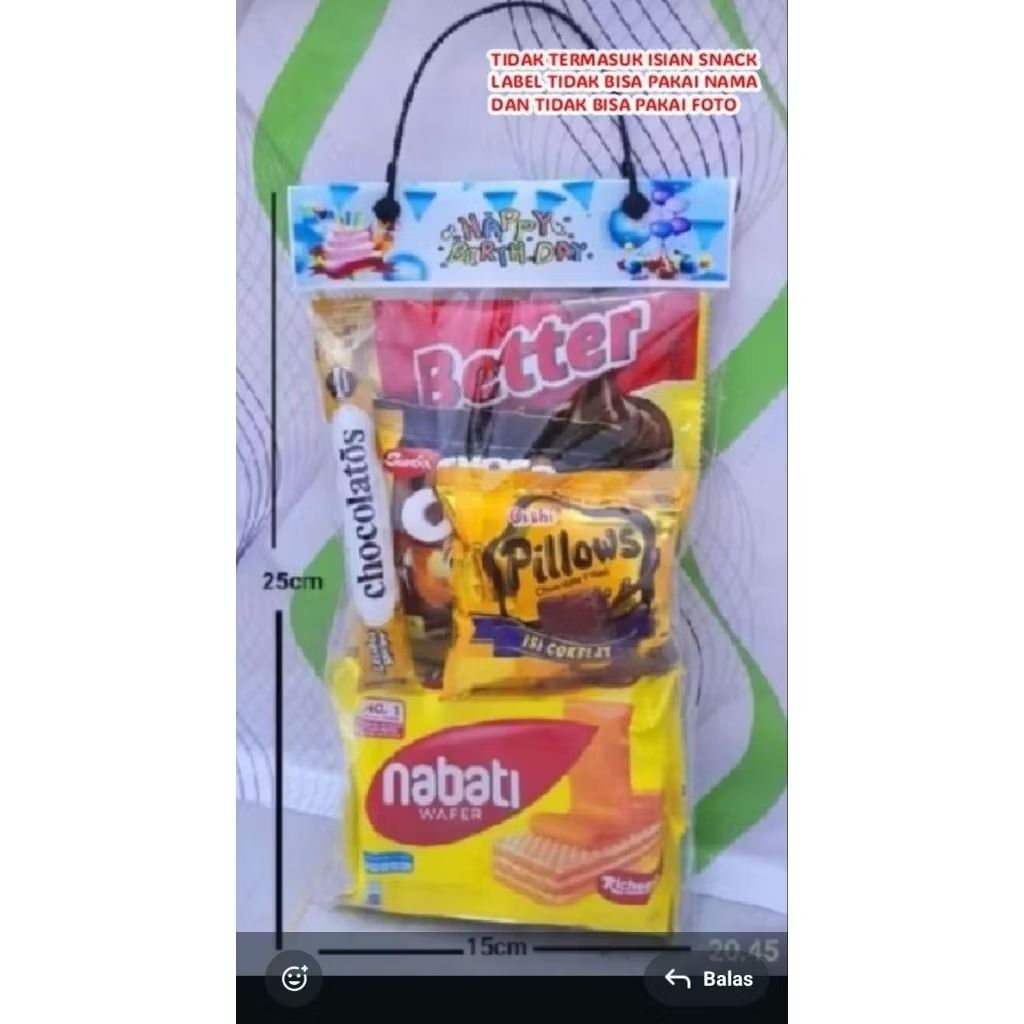 hbd uk.15 // Tas plastik ulang tahun / plastik snack ulangtahun /plastik label ulangtahun