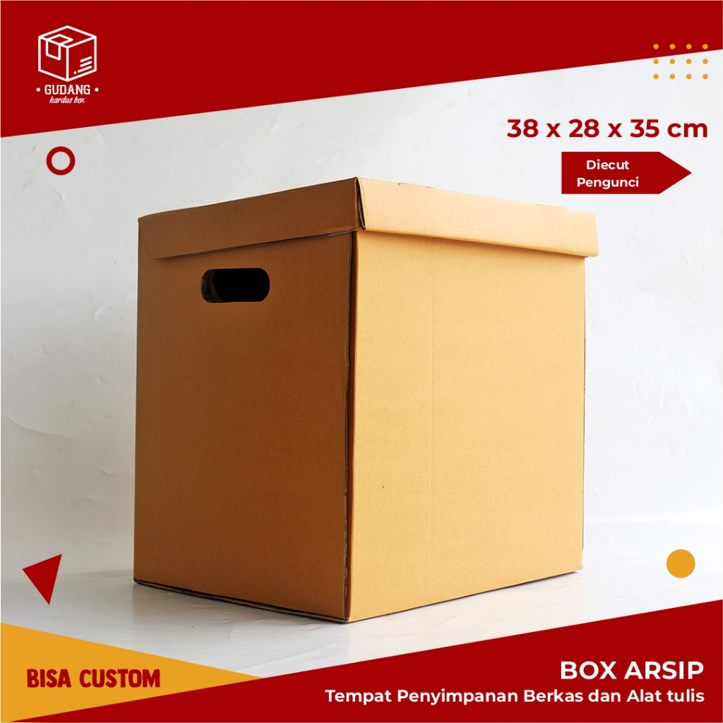 BOX ARSIP (UK 38 X 28 X 35 CM) -  KARTON POLOS | BOX ARSIP FILE DOKUMEN | ARSIP BESAR