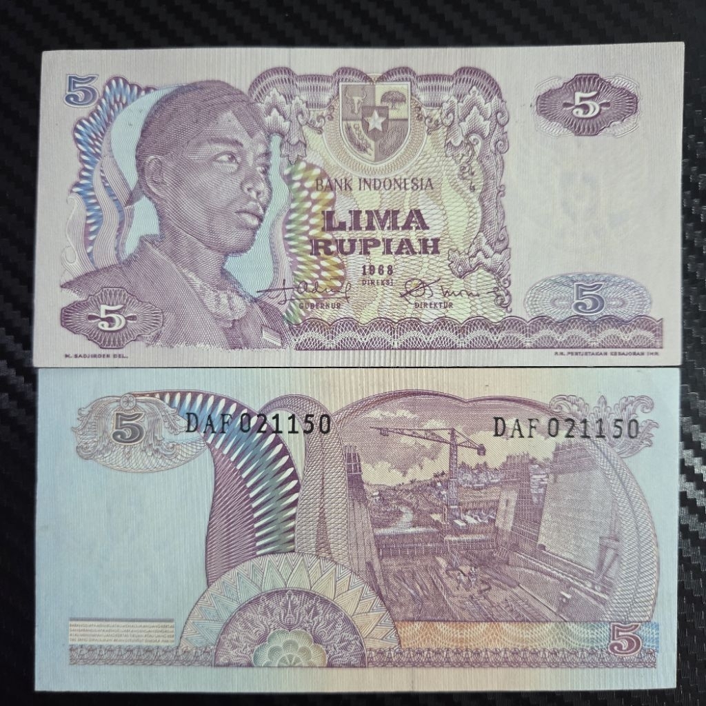 Uang Kuno Indonesia Sudirman 5 Rupiah Tahun 1968 Koleksi Asli