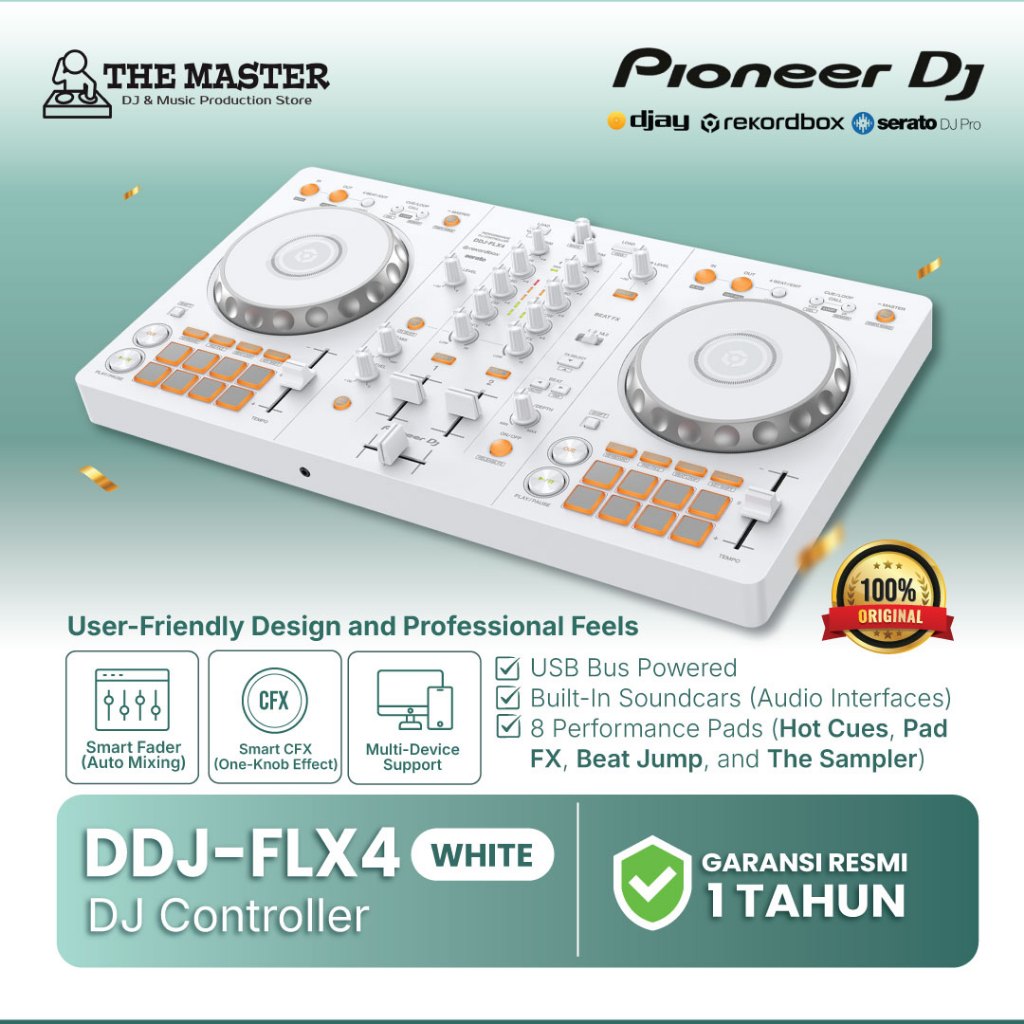[Ready Stock] Pioneer DJ DDJ-FLX4 WHITE | DDJ FLX4 PUTIH | DDJ FLX 4 WHITE DJ Controller