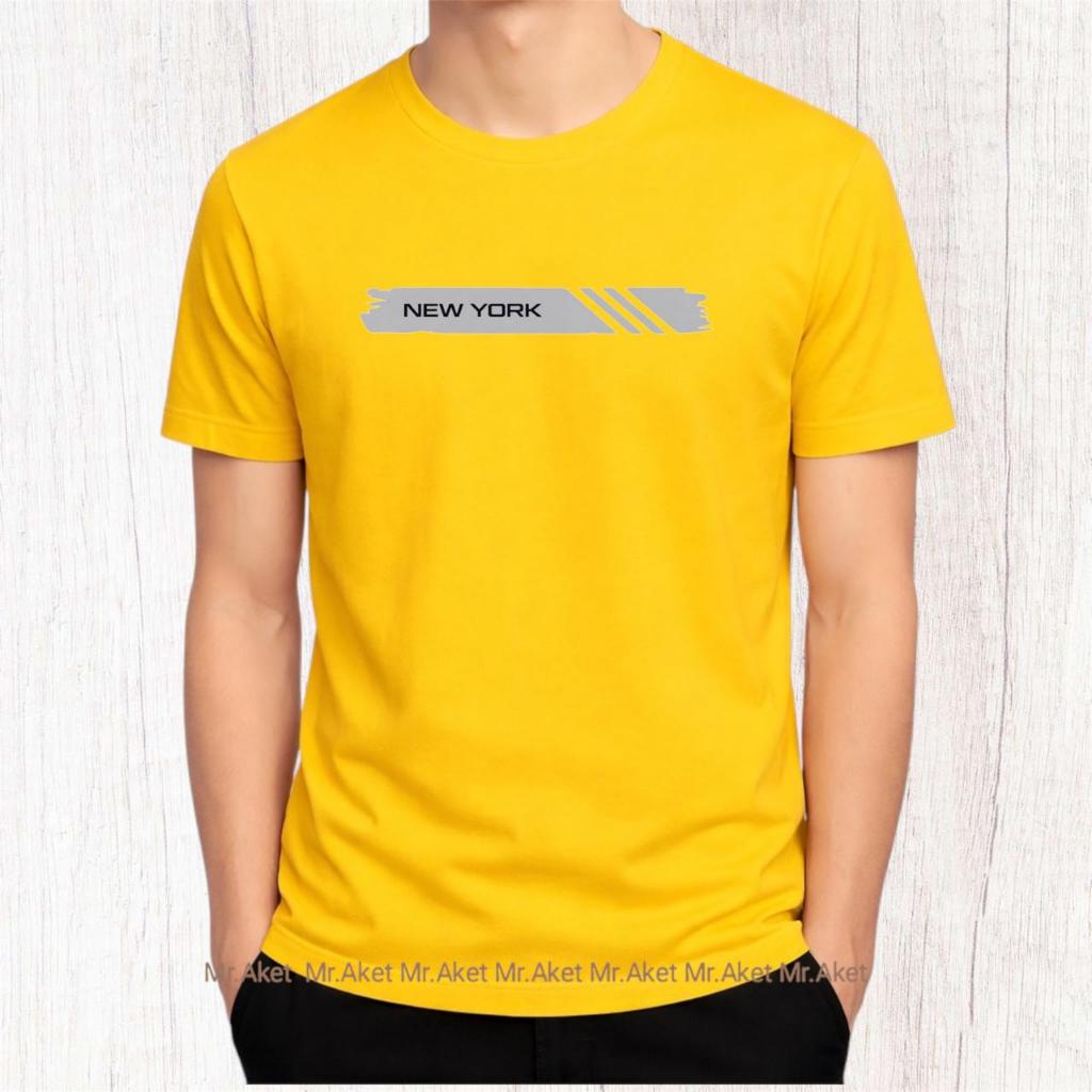 mr.aket-Kaos pria distro new york lengan pendek baju oblong bahan rayon adem lembut T-shirt cowok bi