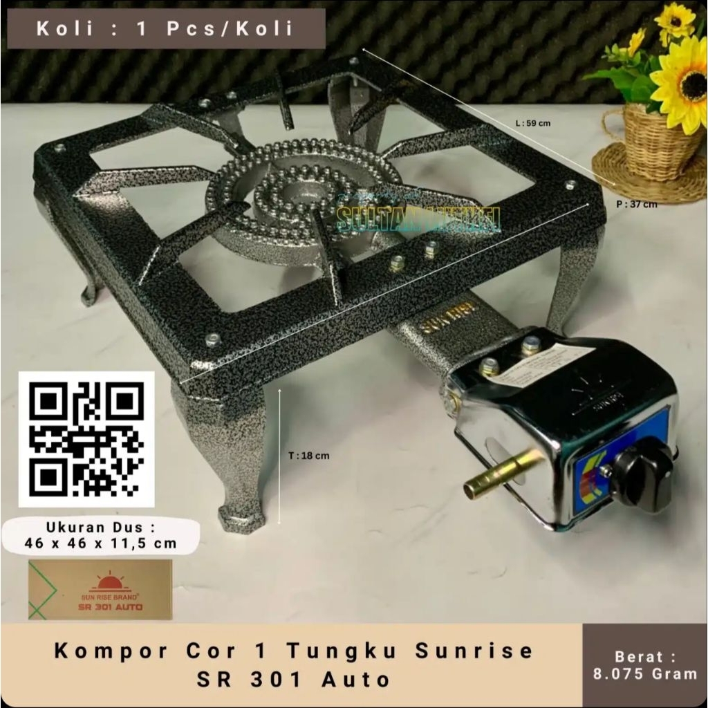 Kompor Cor 1 Tungku Sunrise SR 301 Auto