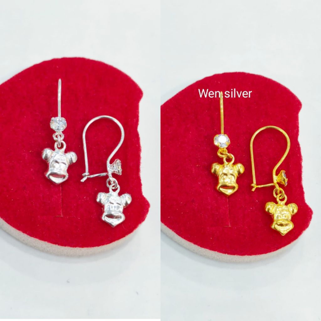 Anting Kait Anak Perak Asli Model Mickey Mouse