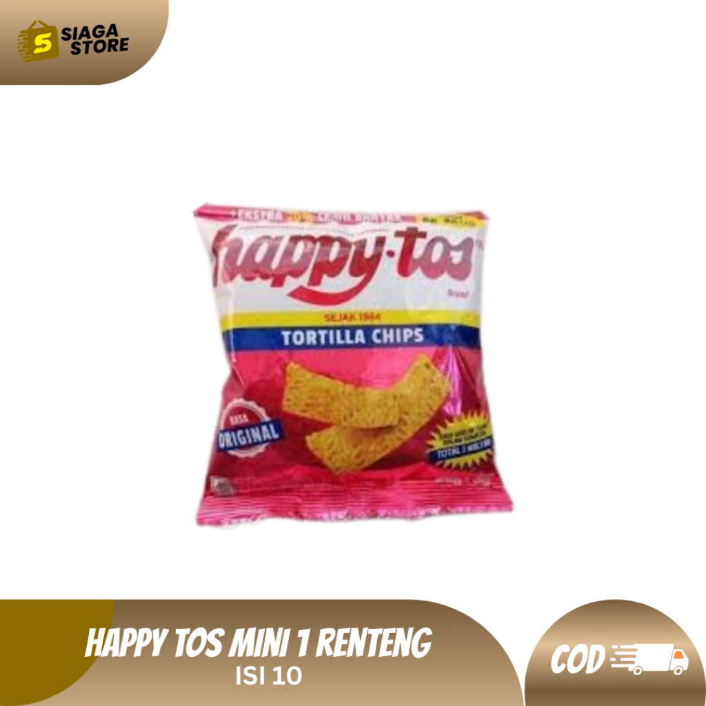 HappyTos MINI 1 RENTENG ISI 10 Tortila Chips Original Rasa Jagung [BELI BANYAK LEBIH HEMAT]
