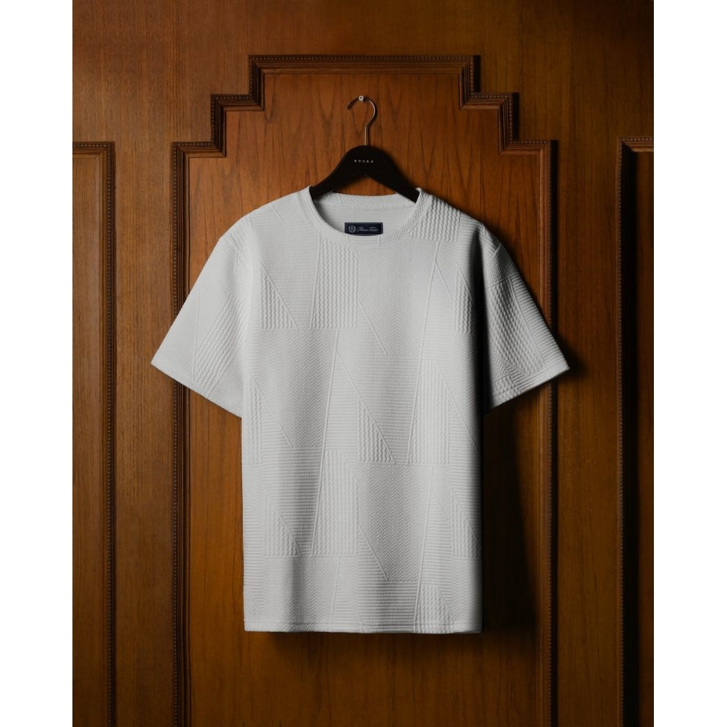 Rucas Tailor V3 Textured Knitting Tee White And Brown