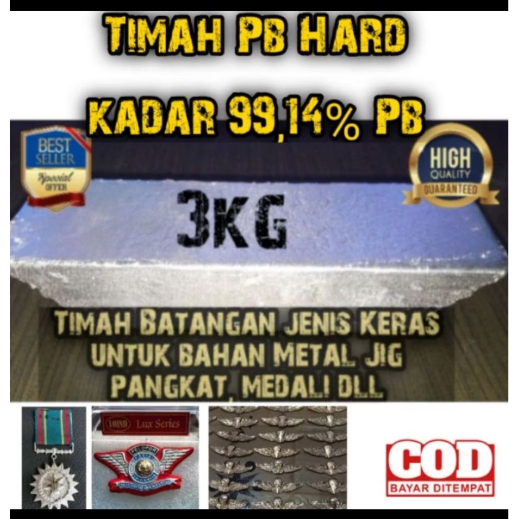Timah Pb Keras Batangan 3Kg Untuk Bahan Metal Jig / Medali