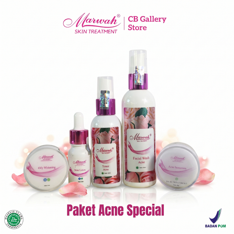 Marwah Skincare Paket Acne Spesial Lengkap | Penghilang Jerawat & Bekas Jerawat | Wajah Mulus Cerah