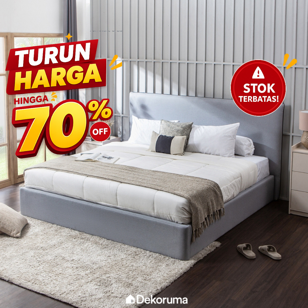 Dekoruma HIDEO Headboard & Divan / Dipan dan Sandaran 180.5 cm x 201 cm (Untuk Kasur 180 cm x 200 cm