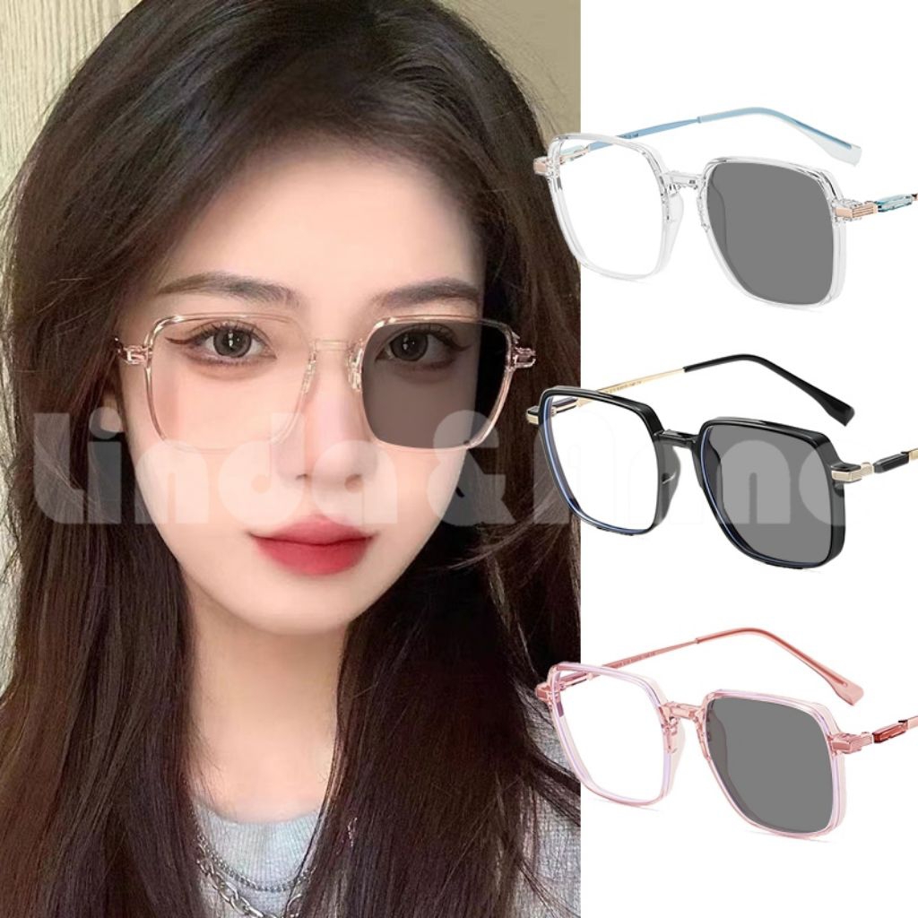 Kacamata Photocromic Wanita Lensa Kotak Desain Terbaru Frame & Lensa Fotokromik Sunglasses Kaca Mata