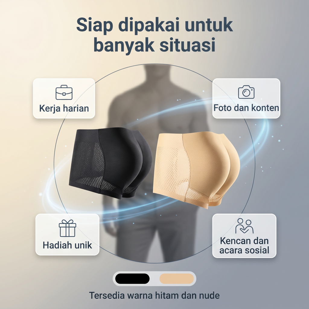 Celana Dalam Pembesar Bokong 3D Pria,Celana Dalam Pembentuk Bokong,Celana Dalam Pria Bernapas Tanpa 