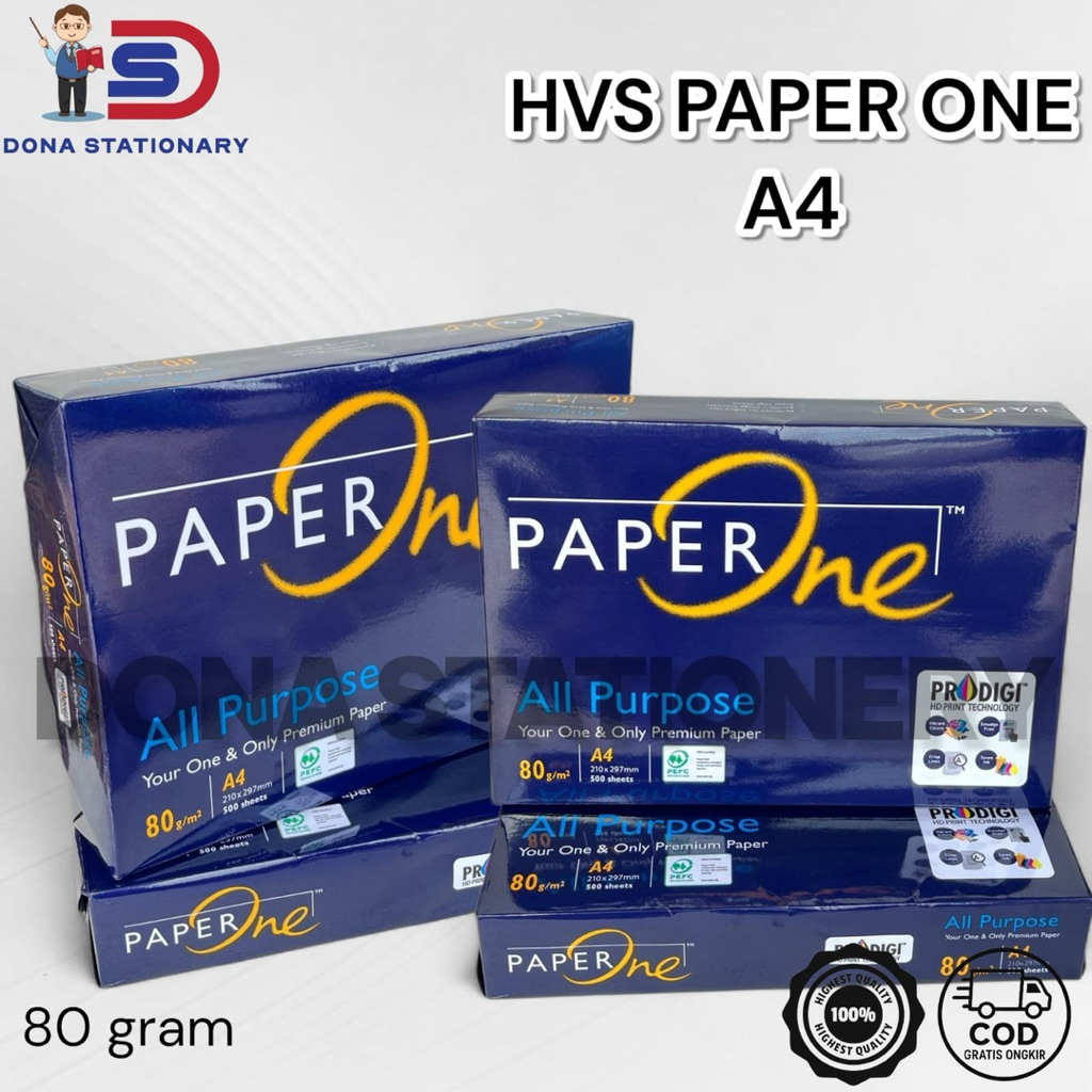 PAPERONE KERTAS HVS A4 80 gr / KERTAS HVS PAPERONE 80 gr