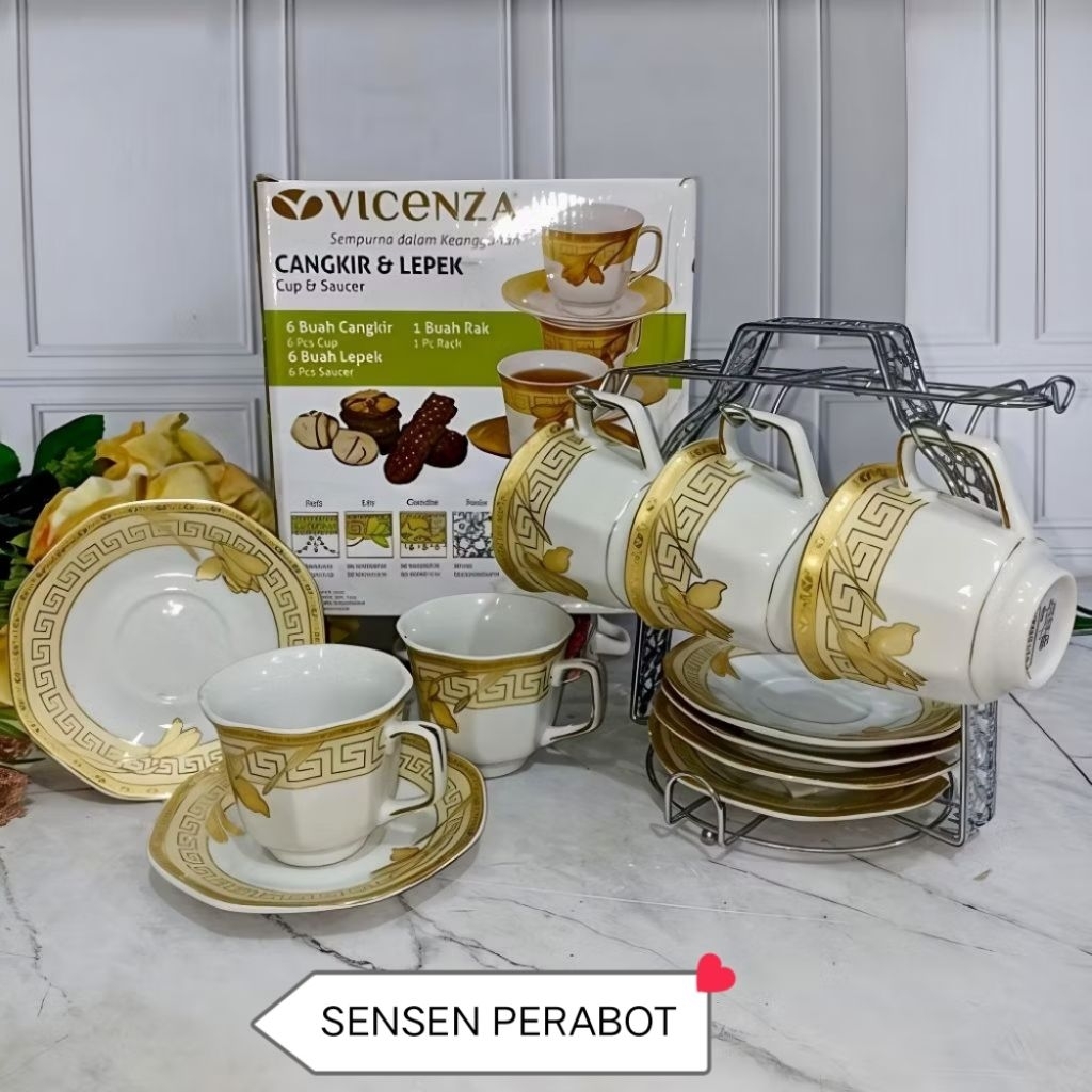 TEA SET KERAMIK TANPA TEKO 78-1 VICENZA 100% ORIGINAL