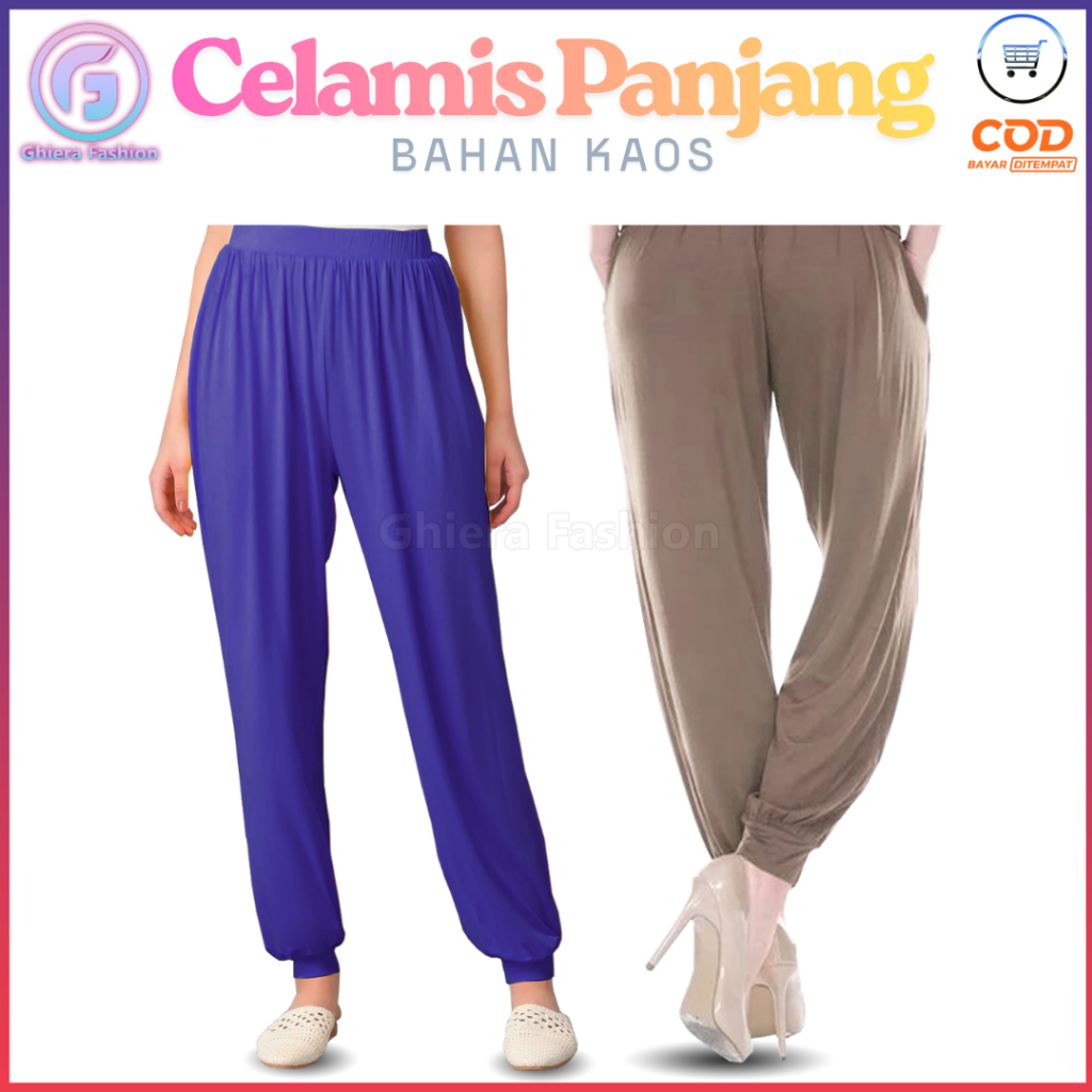 Celana Aladin Wanita Dalaman Panjang Jumbo Inner Pants Gamis Celamis Polos Bahan Kaos Standar Clana 