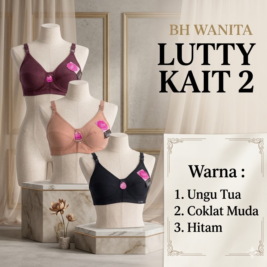 1 Pcs - BH Wanita Dewasa BRA SPORT LUTTY K2 Dengan Warna ( Hitam ) | Sport Bra Lutty Tanpa Busa Tanp