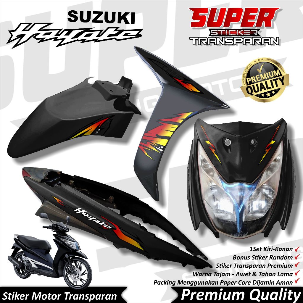 Stiker Transparan Hayate Anti Luntur keren Striping Hayate Striping Suzuki Hayate API HEXA