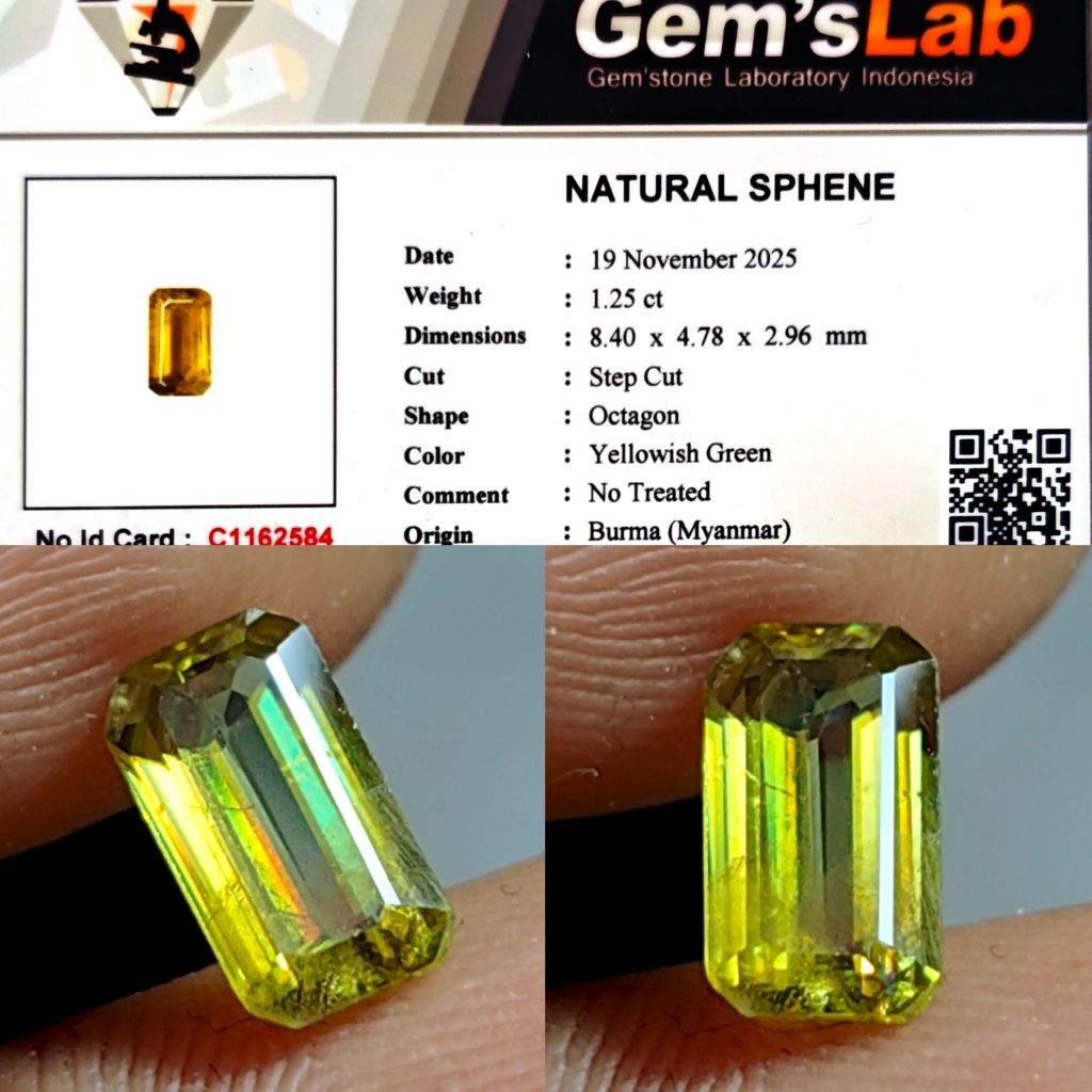 Natural Rainbow Sphene Burma No Treatment 1.25ct GLI Crystall Good Rainbow Luster Siang Malam
