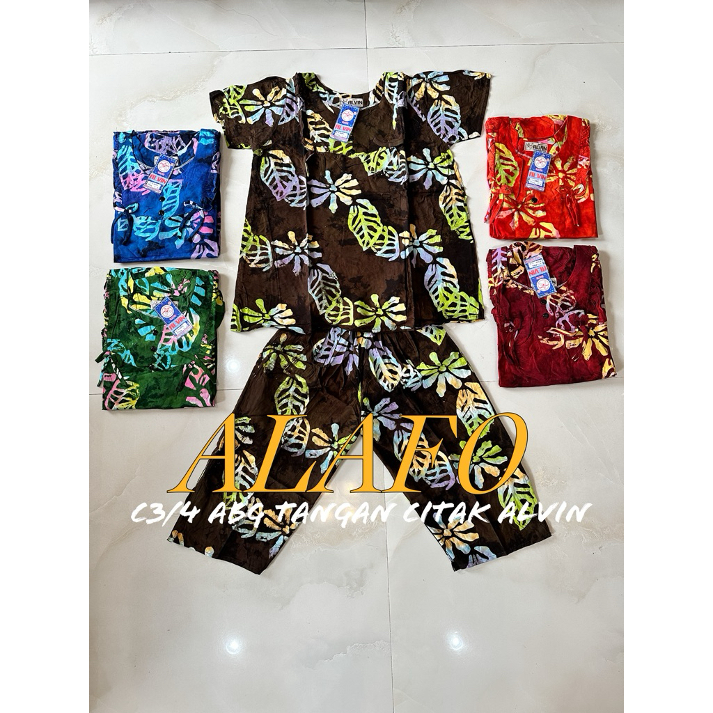 BAJU TIDUR NYAMAN C3/4 ABG TANGAN BATIK ALVIN CITAK