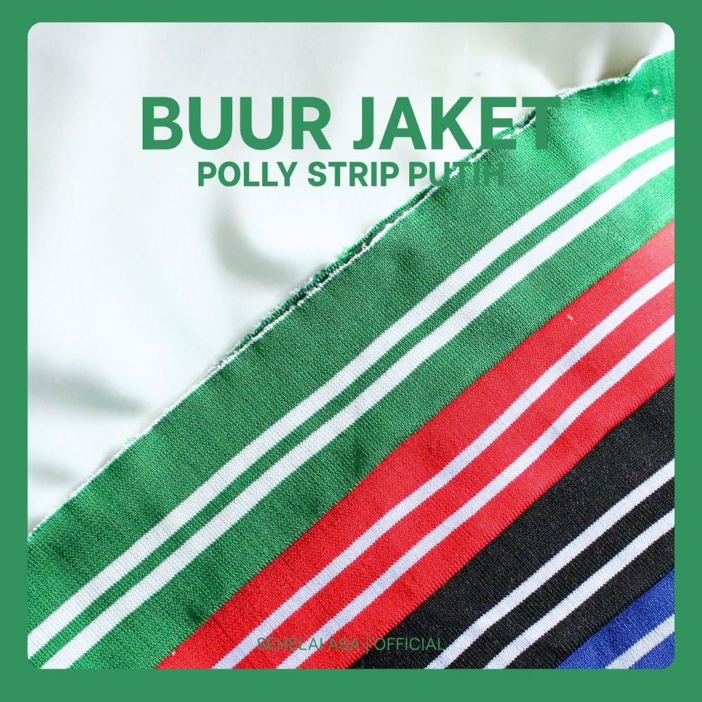 Rib/Bur Jaket Polly Strip Putih